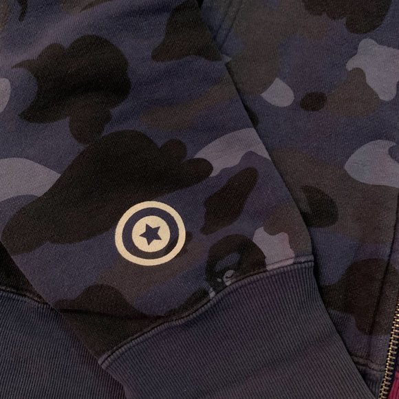 Bape Split Shark Hoodie Blue/Purple Camo - Picture 8 of 12